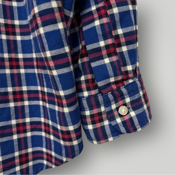 Grayson Shirt Blue Red Hero Plaid Feathered Cotton Flannel Button Down Size - Picture 9 of 14